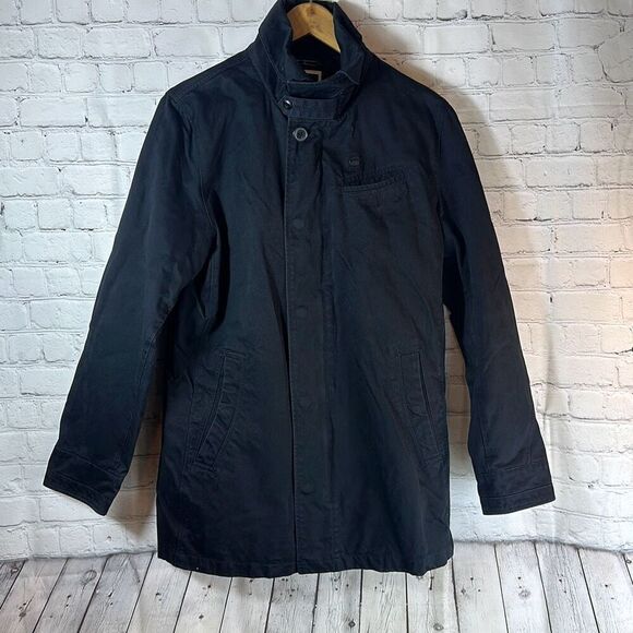 G-Star Other - G Star Raw Raw Correct Mens Black Denim Jacket Trench Coat size L Large Cotton